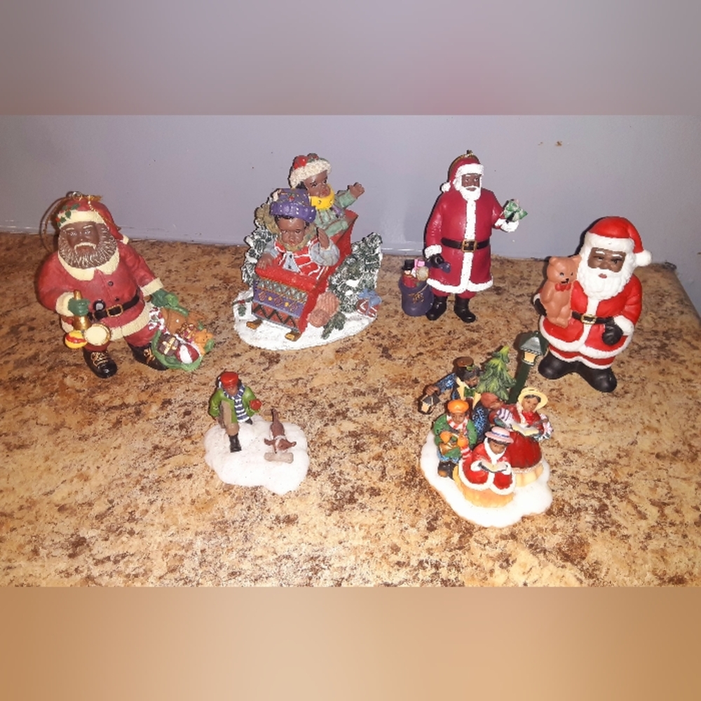 African American Black Ethnic Christmas Figurine Set of 6
